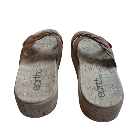 Earth Scotti Platform Leather Dark Natural Slide Sandal Size 8.5 - Picture 8 of 13